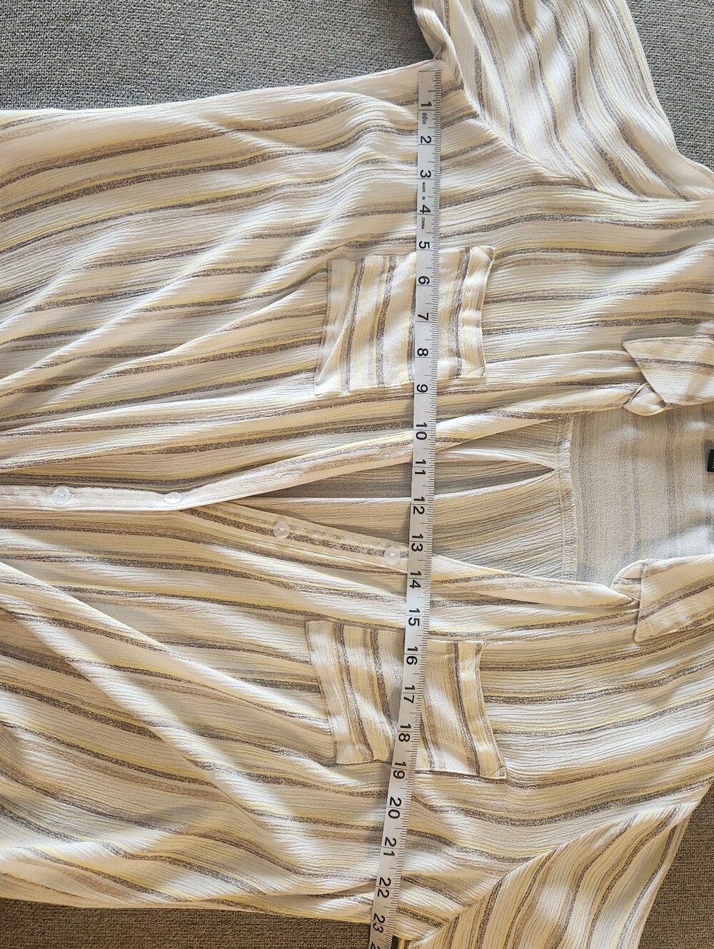 Fortune+Ivy White Striped Button-Down Tie-Hem Shirt - Picture 7 of 7